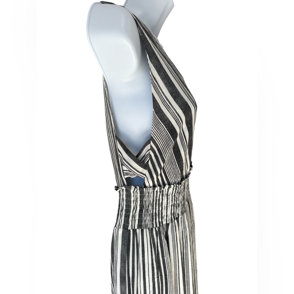 ILLA ILLA 100% Rayon Boho Chic Monochrome Striped Flowy Jumpsuit - Picture 3 of 8